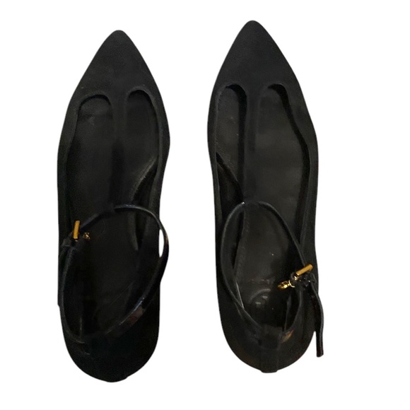 Tory Burch T Straps Suede & Patent Black Leather women's Shoes, Size 6M - Picture 7 of 8